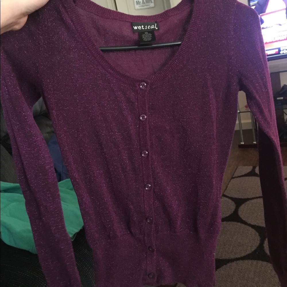 XS purple glittery cardigan